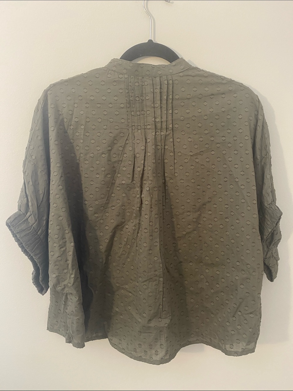 India Collection 100% Organic Cotton Olive Textured Cotton Shirt One-Size - Picture 2 of 6
